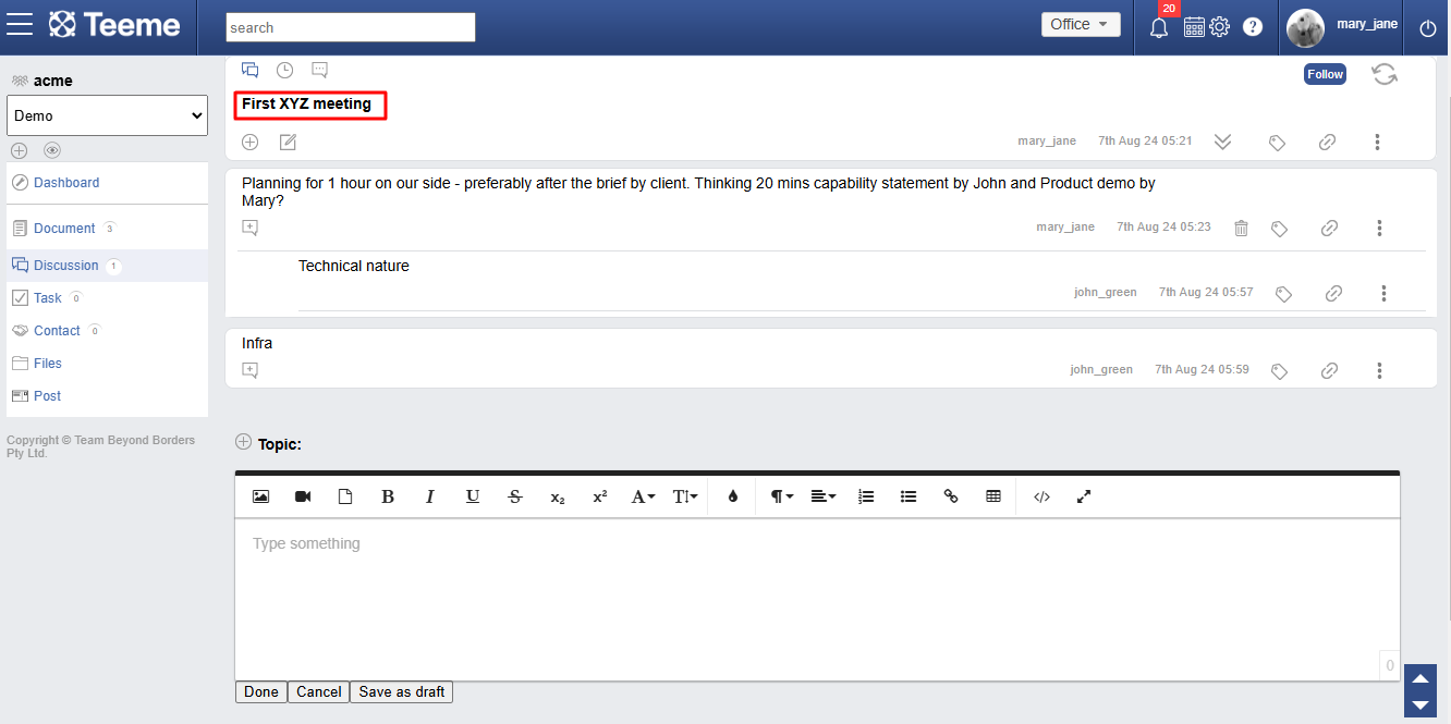 Discussion Feature 3