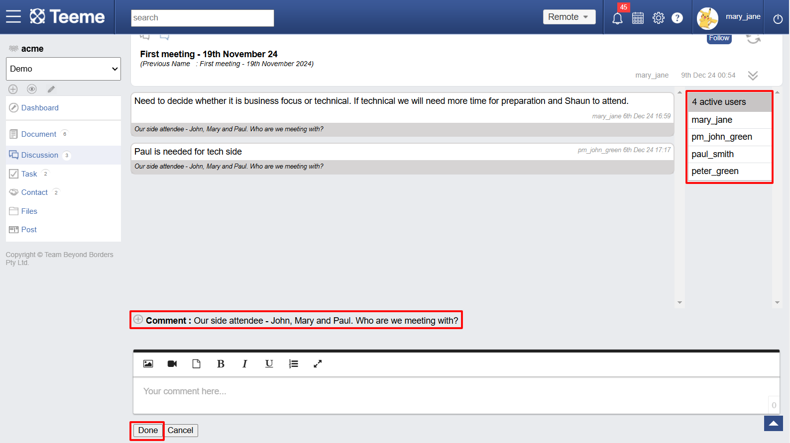 Discussion Feature 9