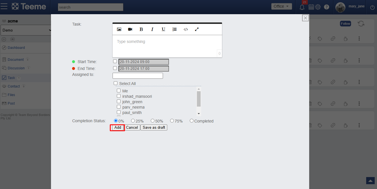 Task Feature 6