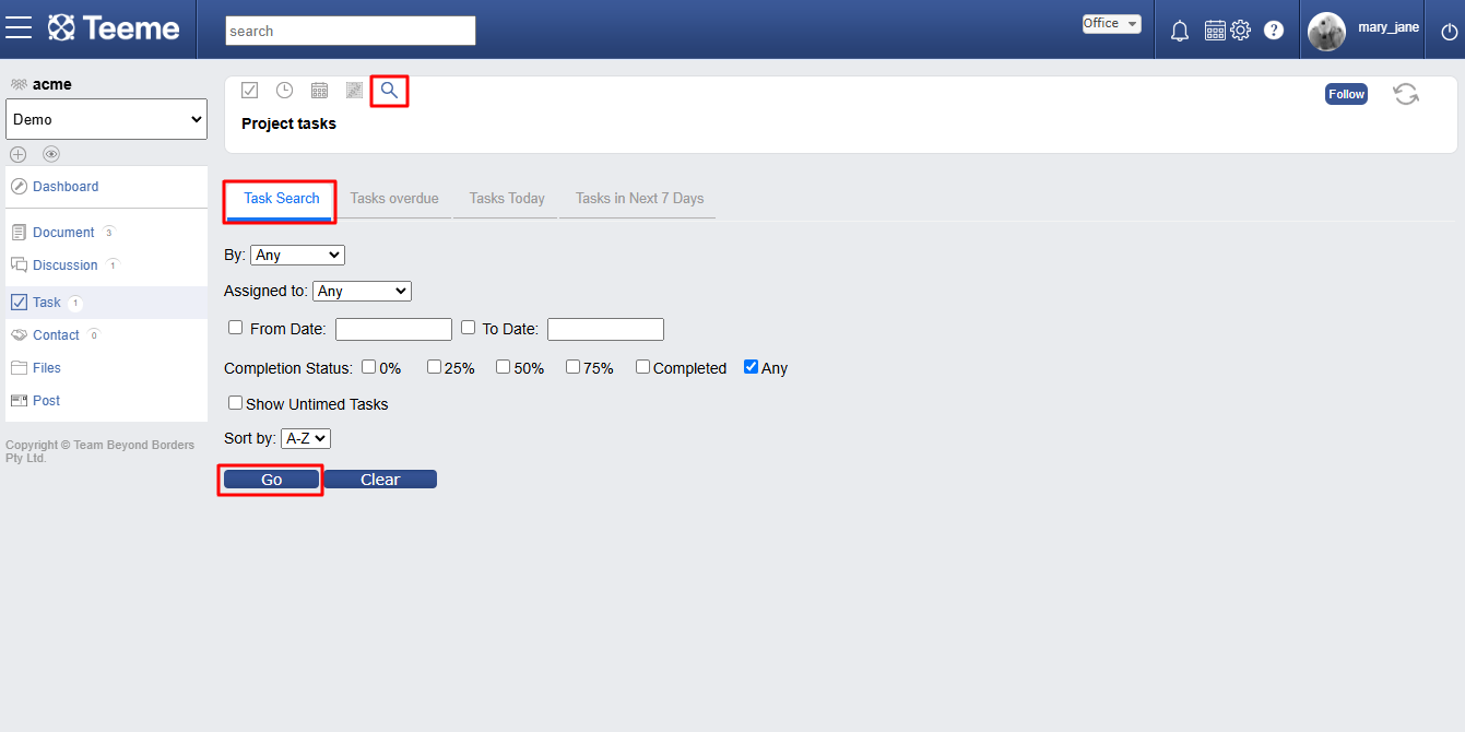 Task Feature 9